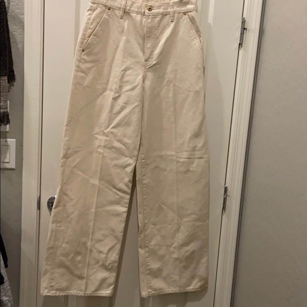 Tory Burch Caroline Size 27 Cream Jean Wide Leg